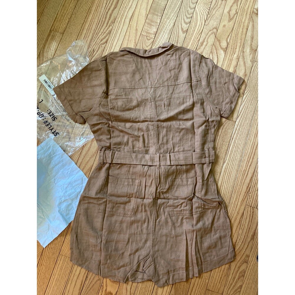 Zenana Romper ZENANA shorts button down belt pockets NEW womens size large 10-12 - Picture 3 of 5